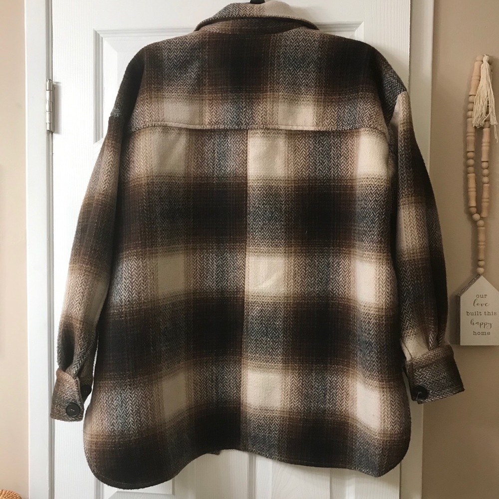H&M Herringbone Weave Shacket S/M - image 3